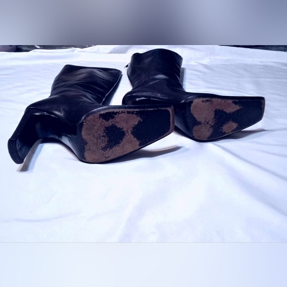 VINTAGE CHARLES DAVID REAL BLACK ITALIAN LEATHER TALL BOOTS 37 EXCELLENT COND🔥 - Picture 6 of 9